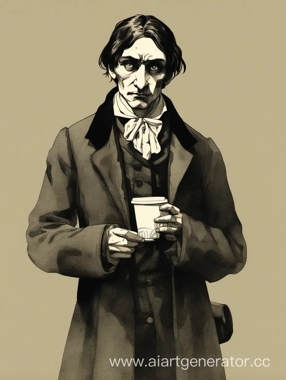 Gogols-Production-Depiction-of-a-Weary-Student-with-Coffee-and-Papers