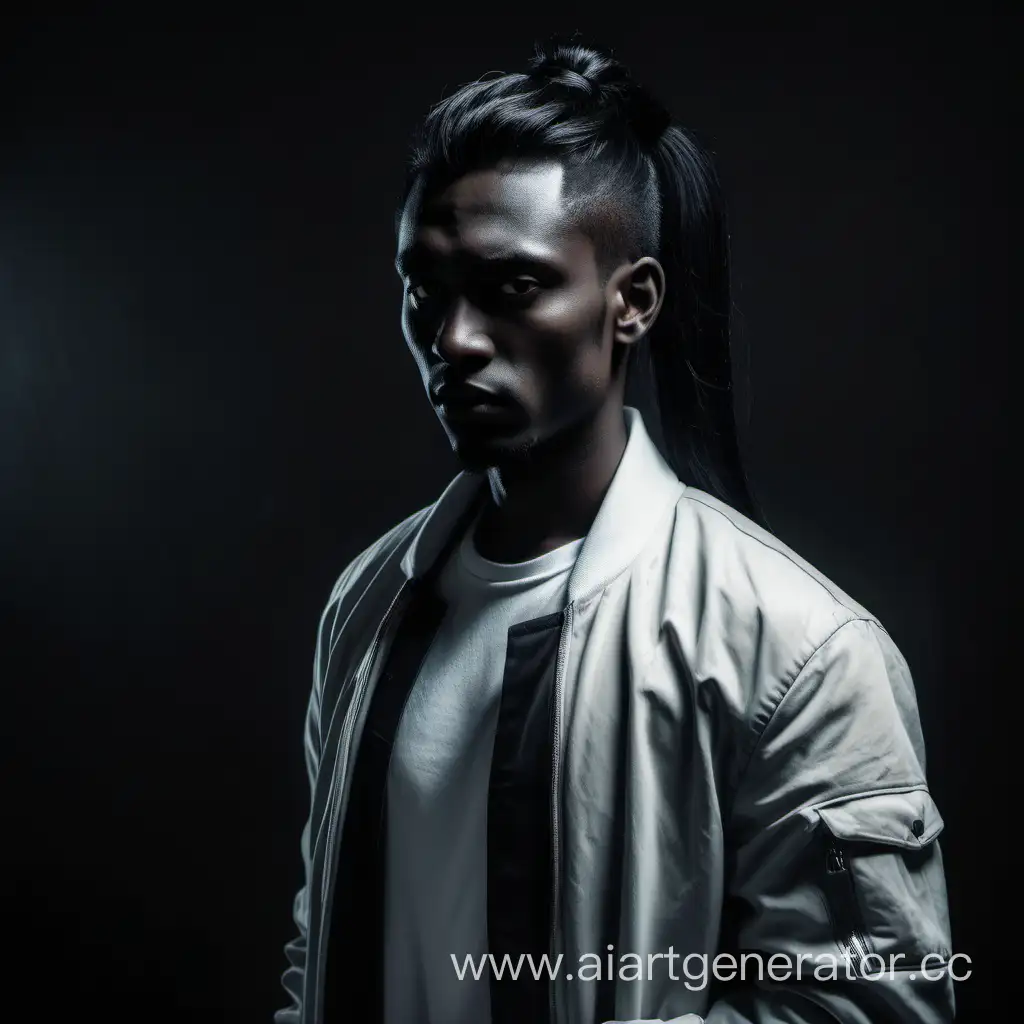 Brooding-Gothic-Portrait-of-a-DarkSkinned-Man-in-Gray-Jacket