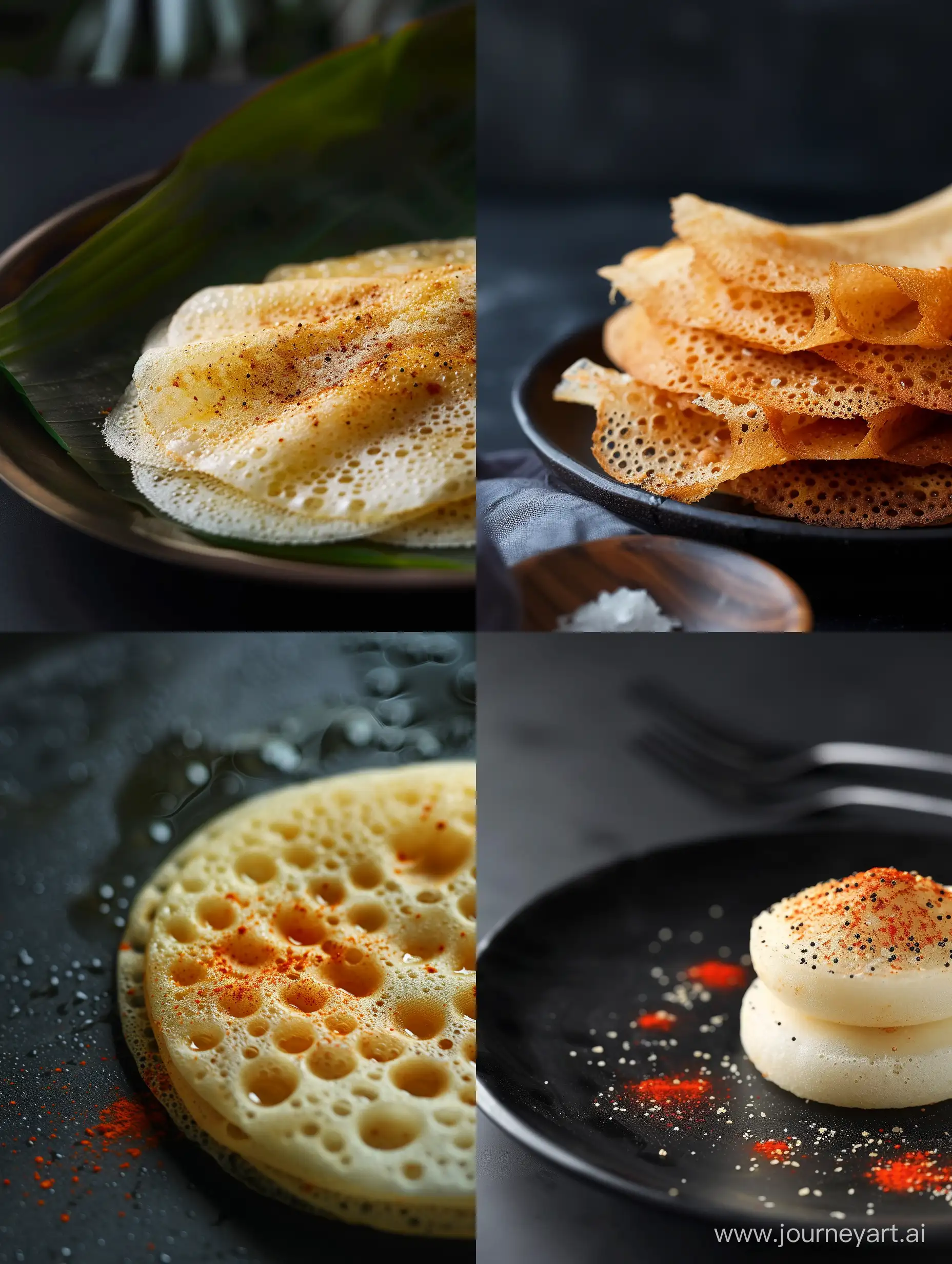 Macro-Shot-of-Dosa-Crispy-Indian-Pancake-on-Black-Background