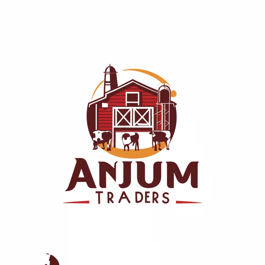 a logo design,with the text "Anjum Traders", main symbol:Dairy Farm,Moderate,be used in Animals Pets industry,clear background
