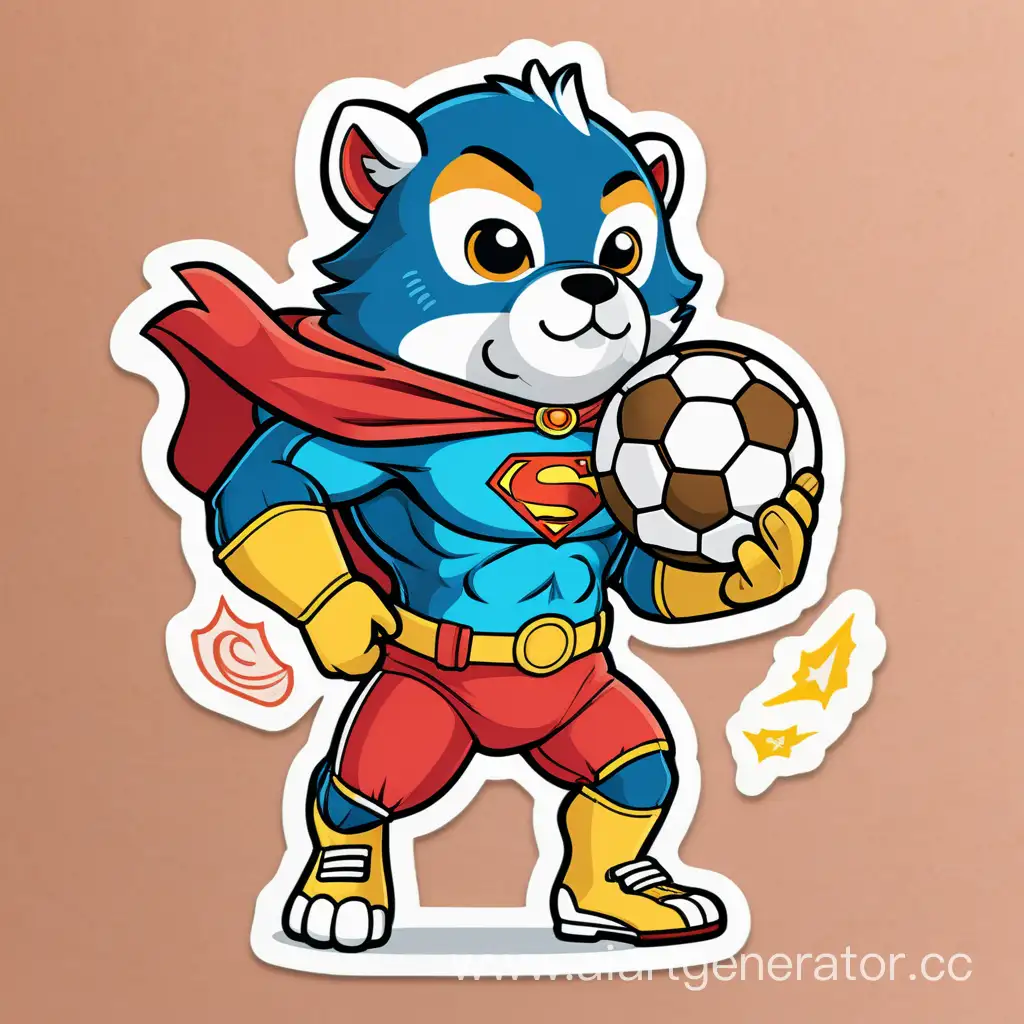 Create a unique sticker design featuring a super hero animal 🦍  play football with an incredible style