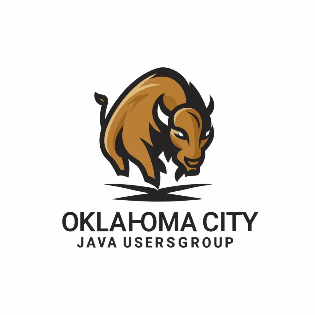 a logo design,with the text "Oklahoma City
Java Users Group", main symbol:charging bison,complex,be used in Technology industry,clear background