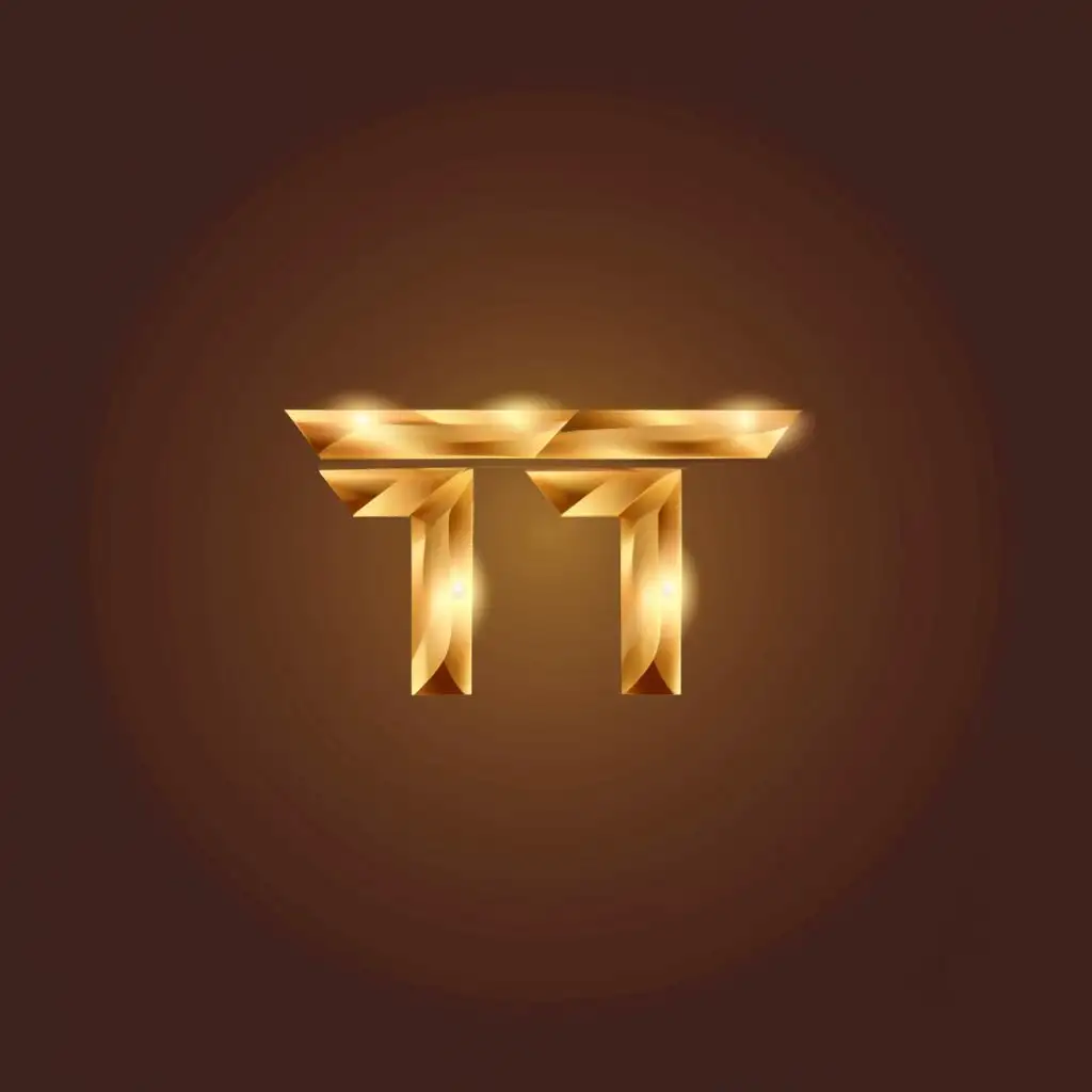 a logo design,with the text "TT", main symbol:Golden,Minimalistic,clear background