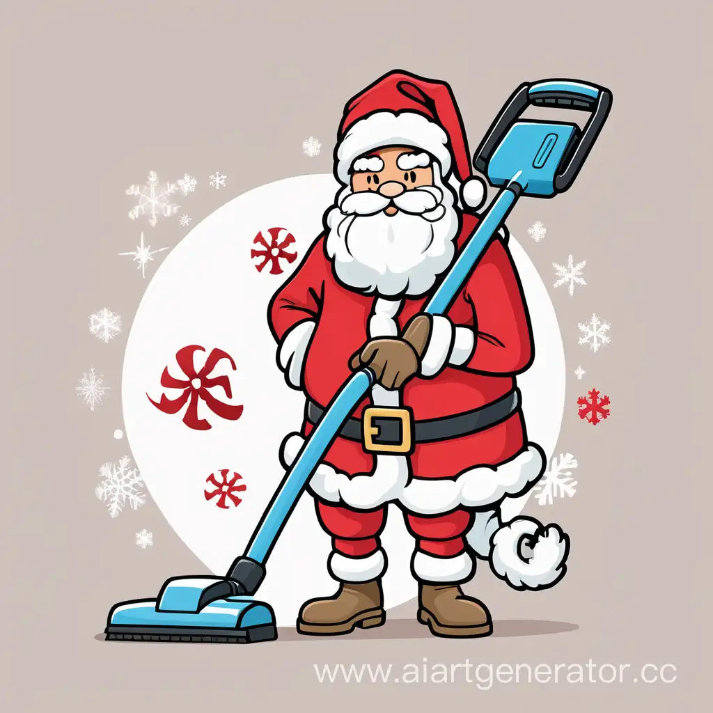 Whimsical-Zodiac-Sign-Cancer-in-Santa-Claus-Costume-Vacuuming