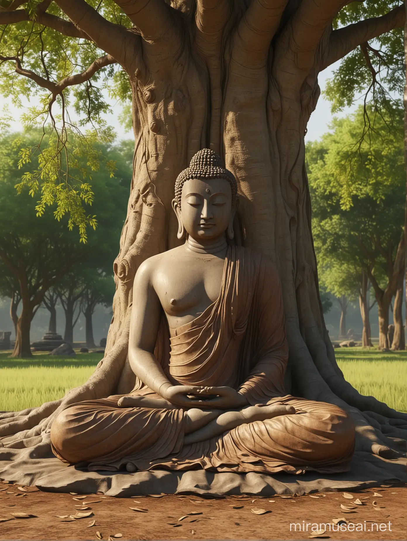 Serene Buddha Meditating Under a Tree