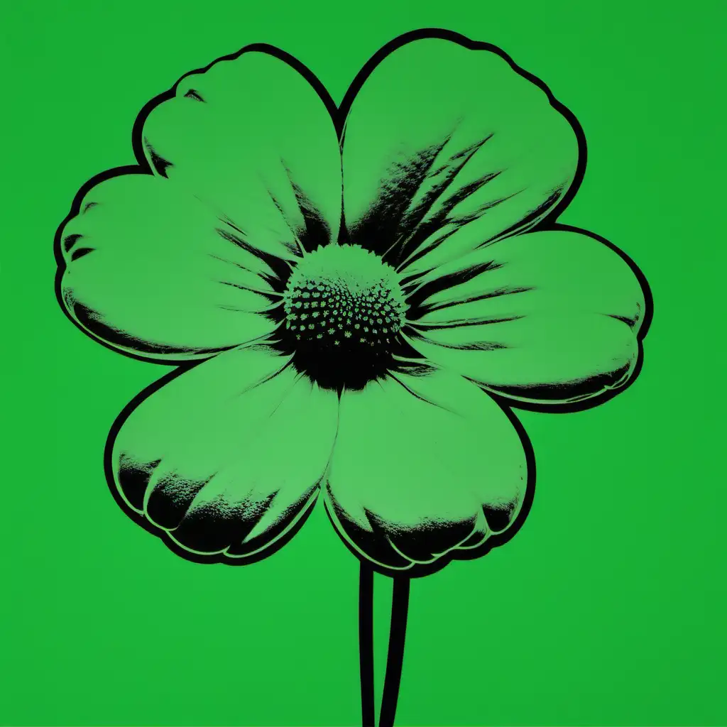 Vibrant Green Flowers Andy Warhol Inspired Artwork