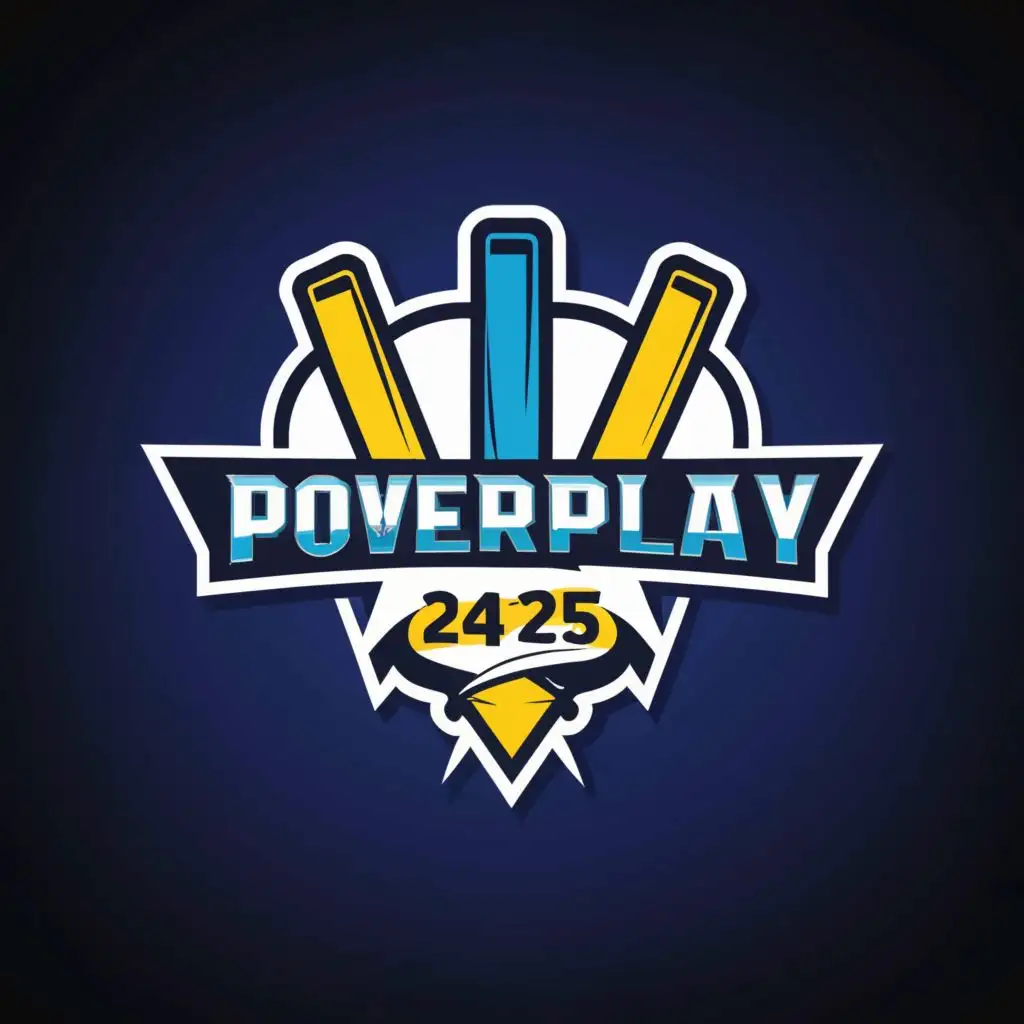 a logo design,with the text "PowerPlay 24-25", main symbol:Cricket Theme,Moderate,clear background
