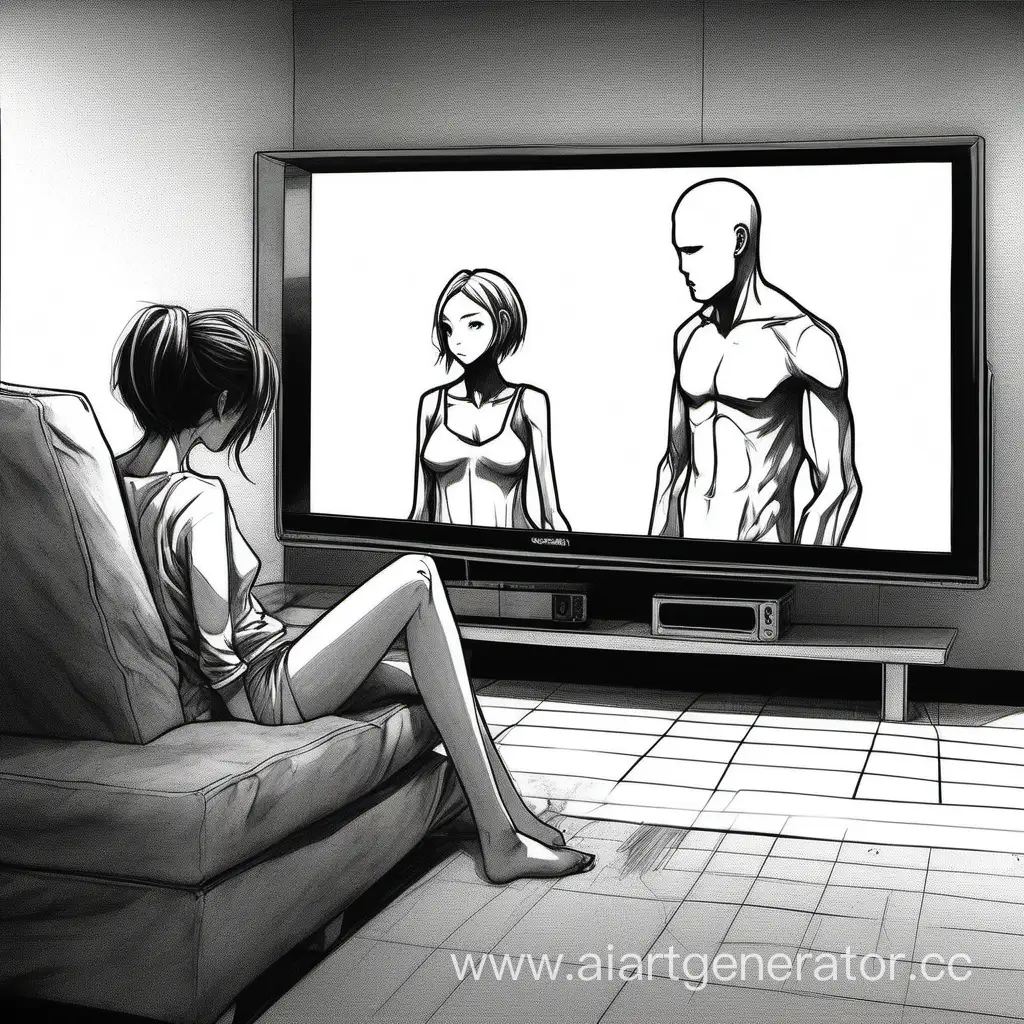 Manga-Style-Couple-Watching-Movie-on-Plasma-TV