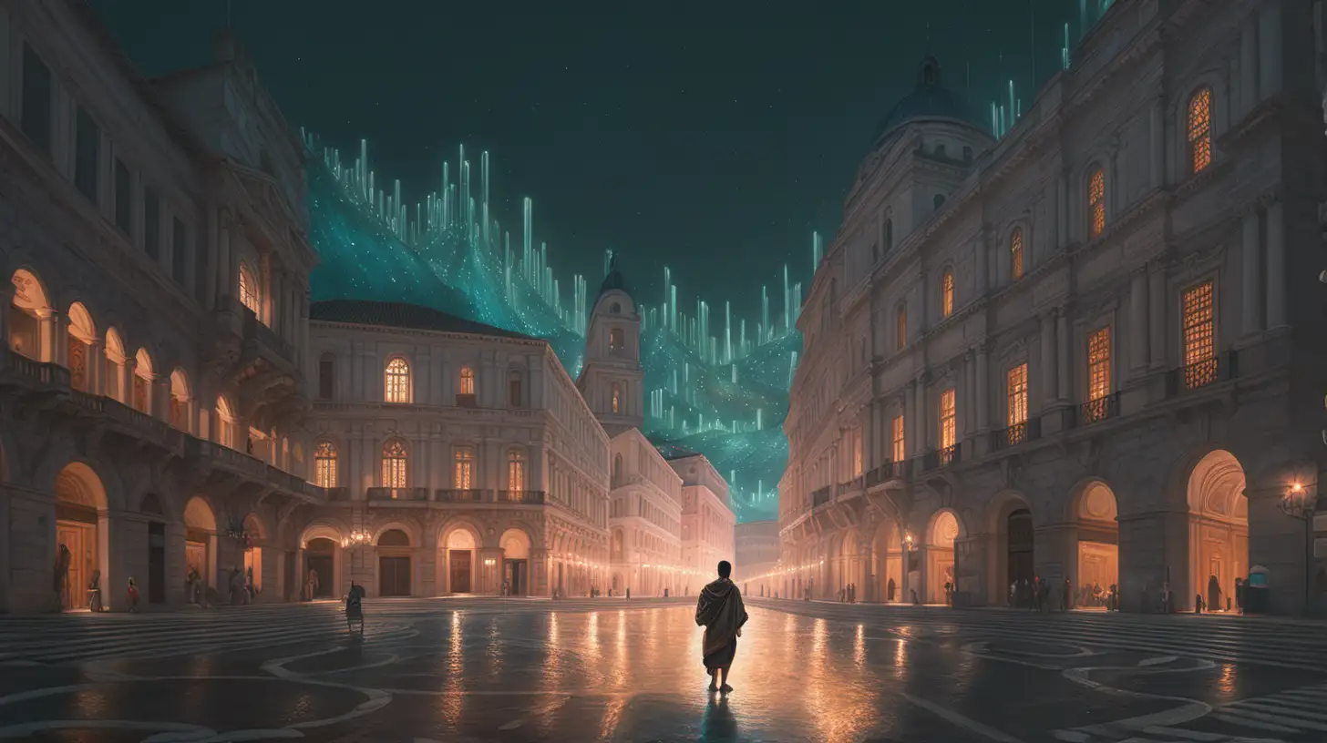  light painting, art by annibale carracci, scroll painting, Sci-Fi Backgrounds, dream world, dark fantasy, by atey ghailan, city, melanin