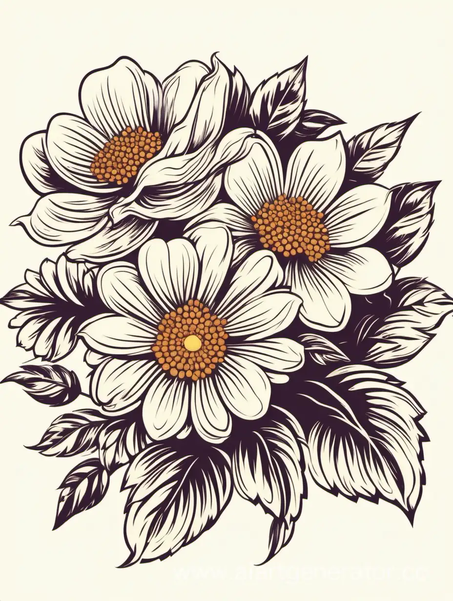 Vintage-Flower-Vector-Illustration-on-White-Background