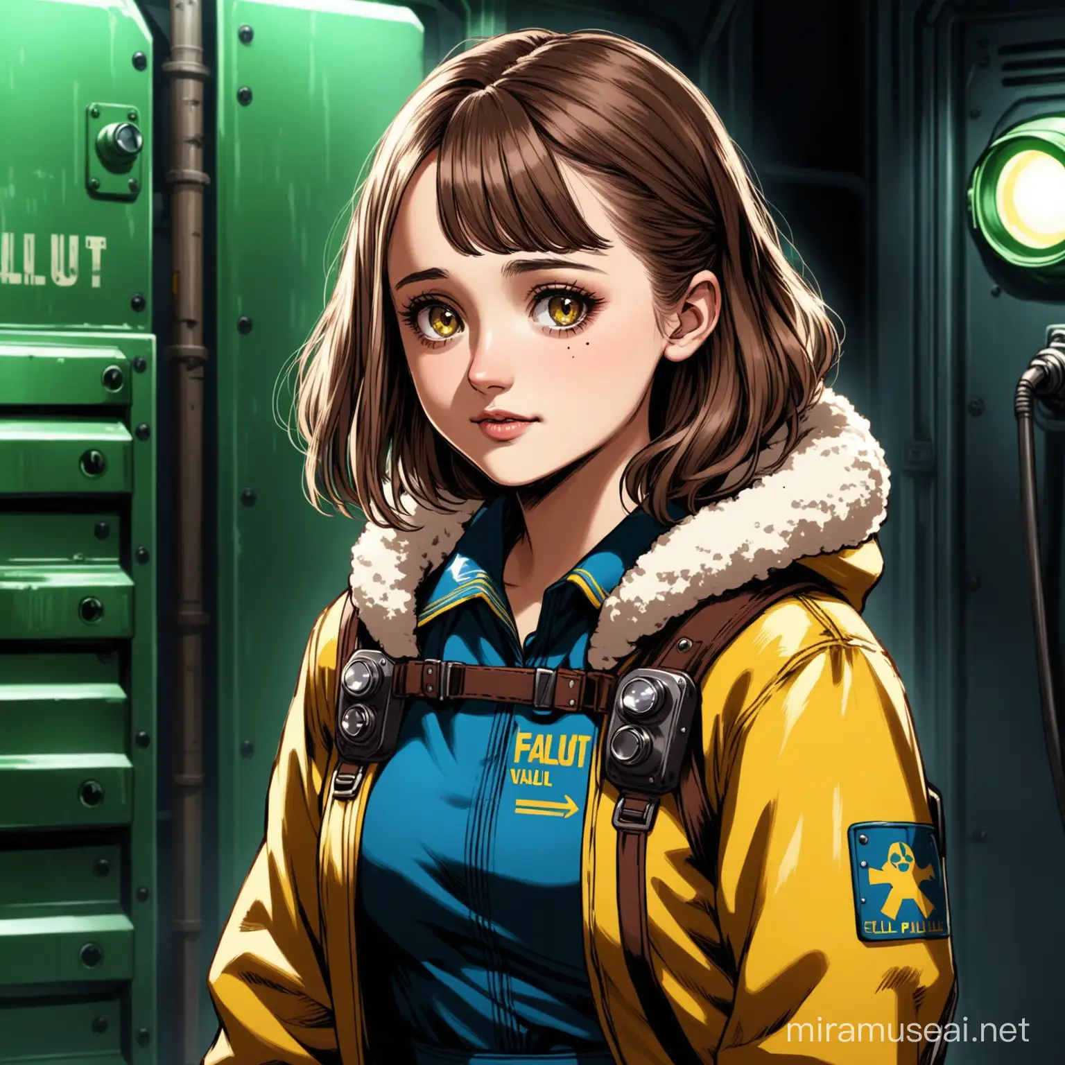 Actress Ella Purnell as a Fallout game vault dweller. 

