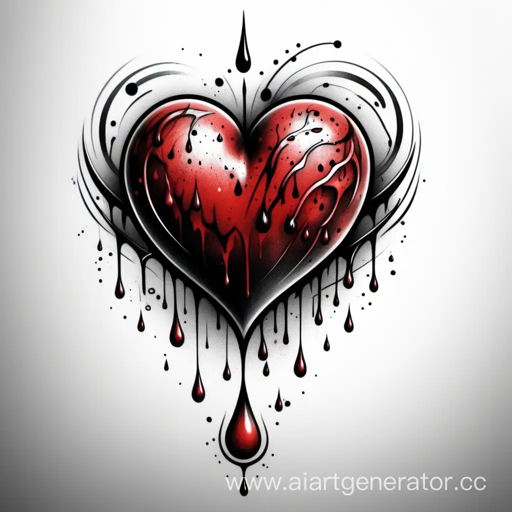 Tattoo-Sketch-Heart-with-Three-Blood-Drops