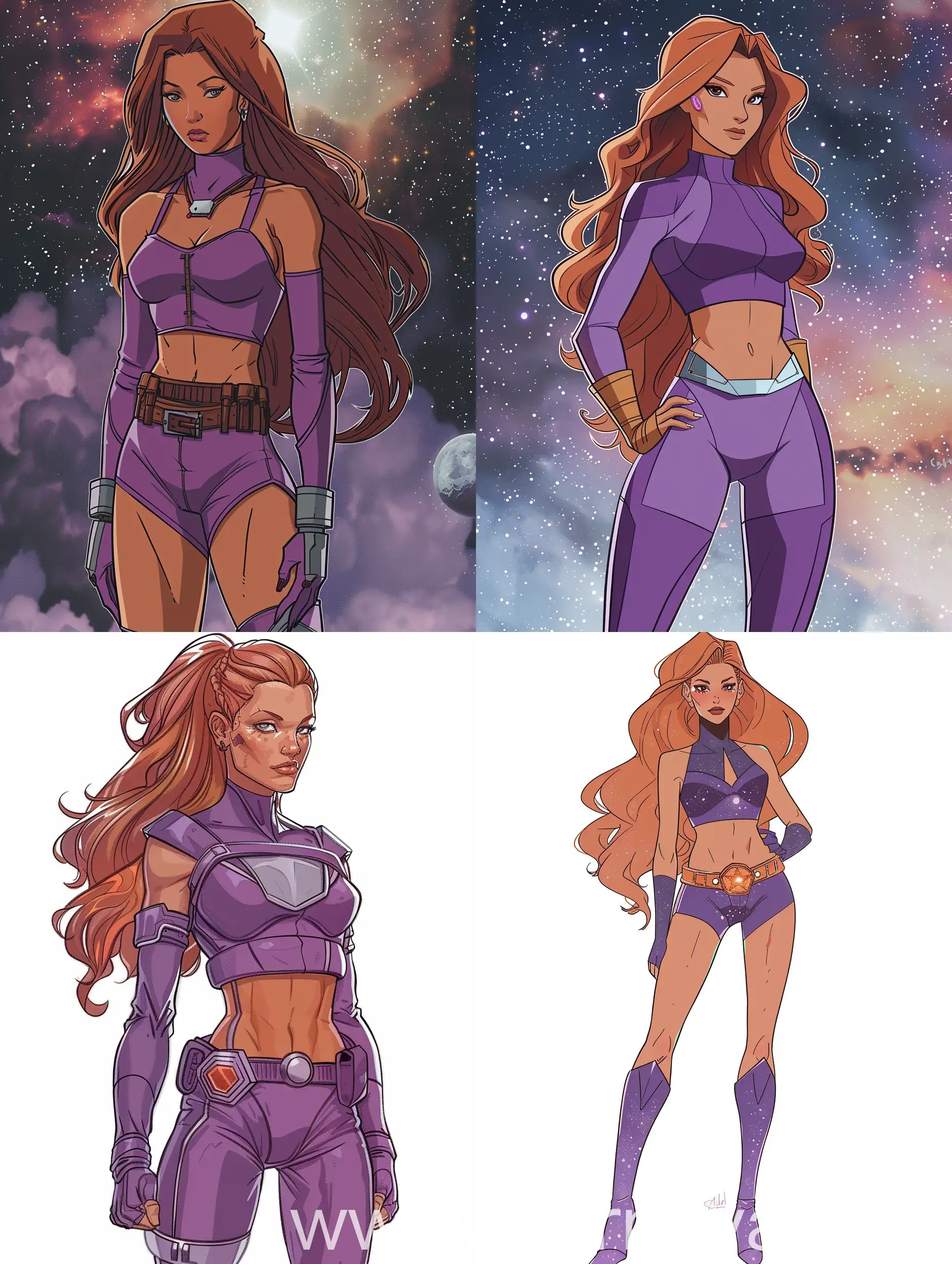 Retro-Futuristic-Heroine-Starfire-in-Cosmos-SciFi-Woman-in-Starfleet-Uniform