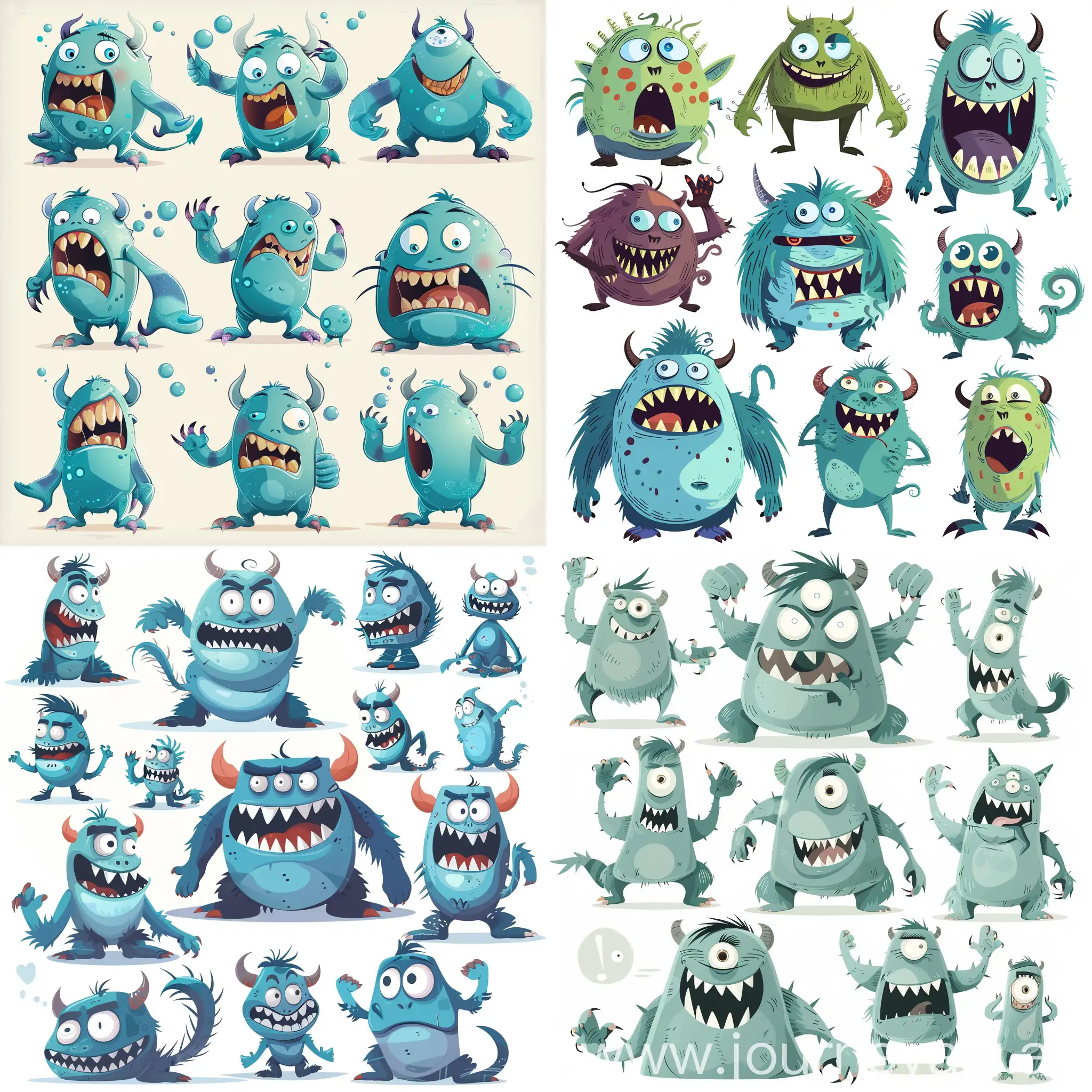 Playful-Cartoon-Monsters-with-Various-Expressions-in-HighQuality-Vector-Style
