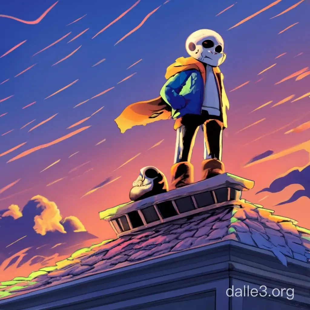 Sans and Papyrus Enjoying a Rooftop Adventure | Dalle3 AI