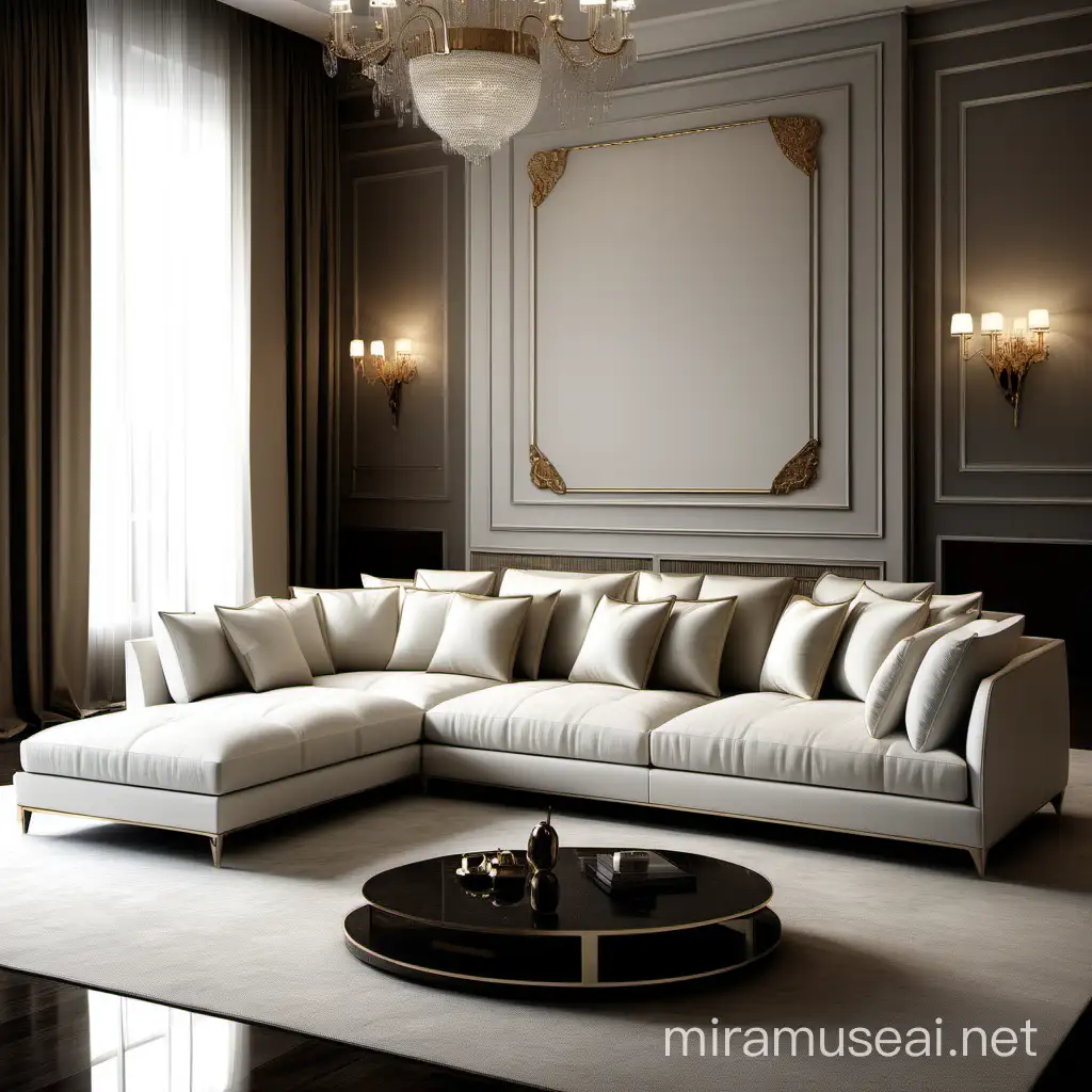 Luxurious Modern Minimalist Sofa Concept in a Lavish Living Room Setting