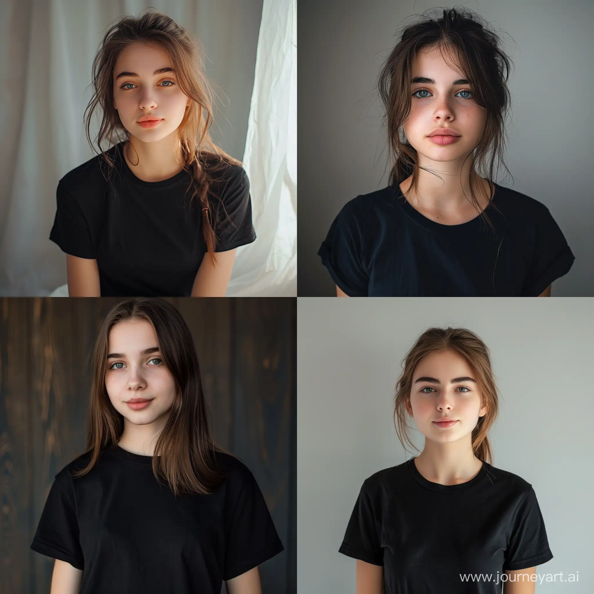 18 year old cute girl wearing black tshirt , potrait 