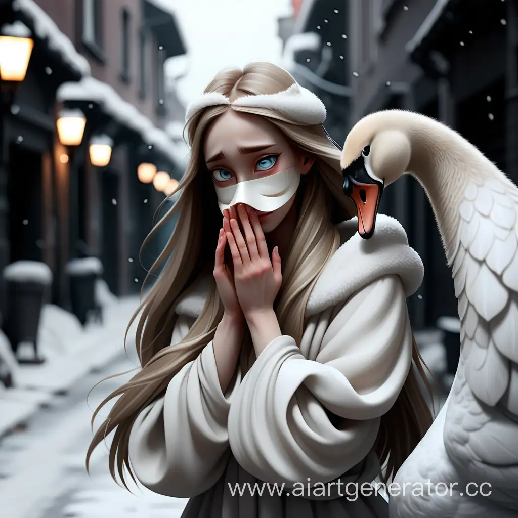 Mysterious-Girl-with-Long-Hair-Embracing-Snow-on-Dark-Street