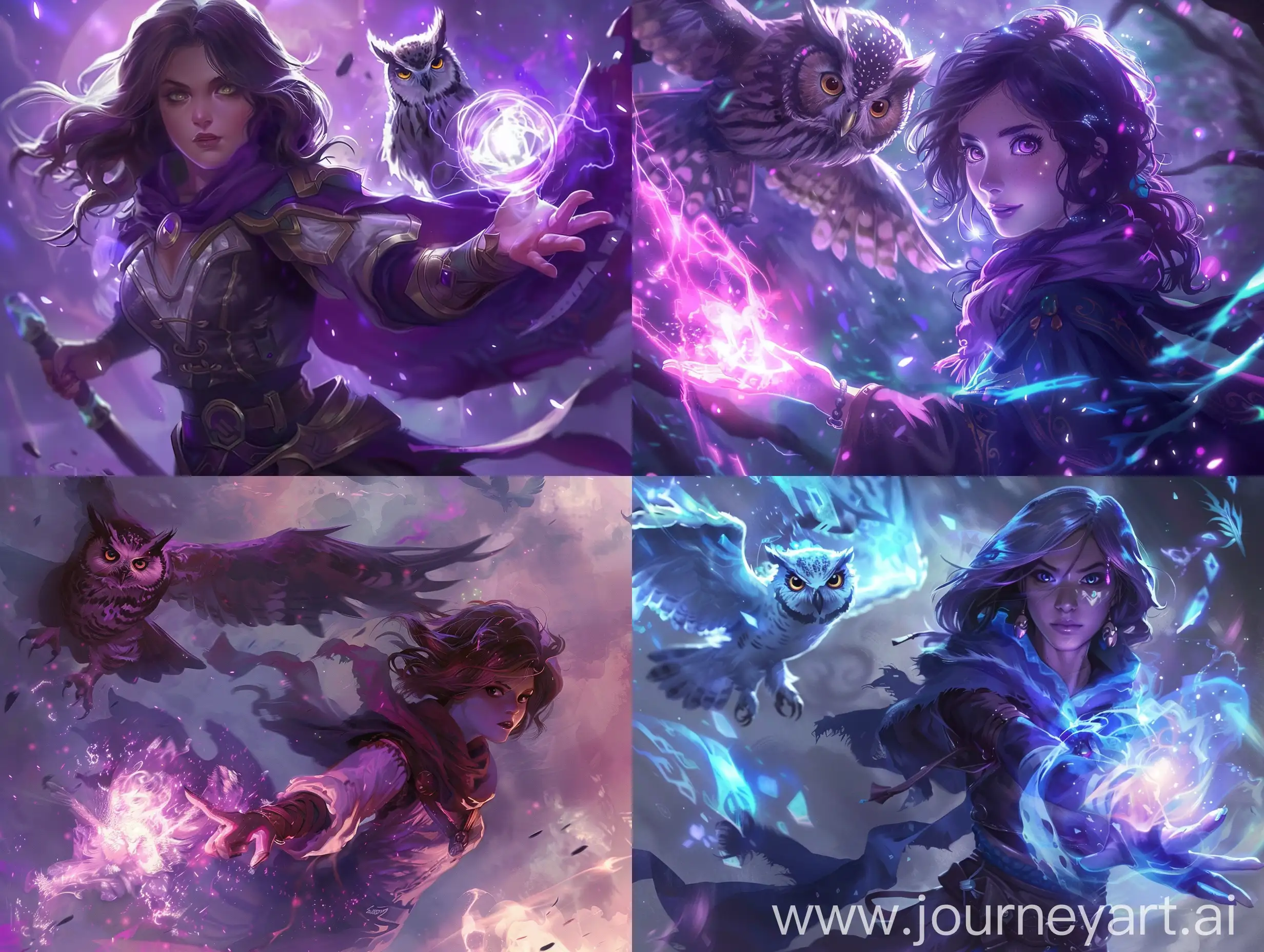 Mage girl with a spirit glowing owl leage of legends splash art style