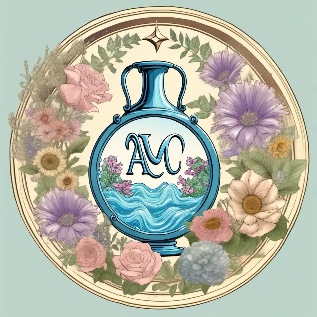 Aquarius Zodiac Sign Whimsical Water Flow and Floral Elegance