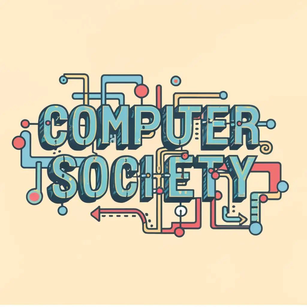 logo, cartoon text, with the text "Computer Society", typography