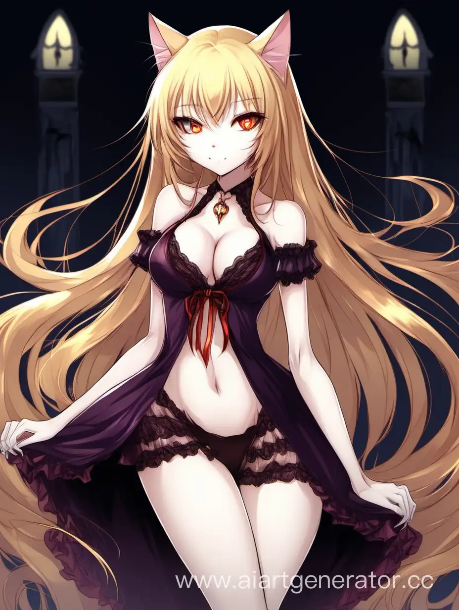 GoldenHaired-Vampire-Girl-with-Cat-Companion-in-Elegant-Negligee