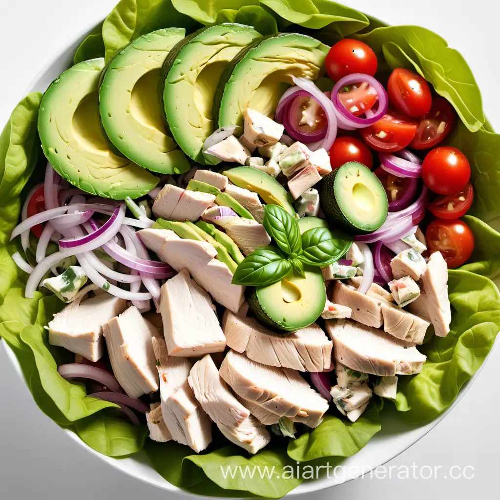 Delicious-Chicken-Salad-with-Avocado-Cucumber-Tomato-Red-Onion-and-Basil