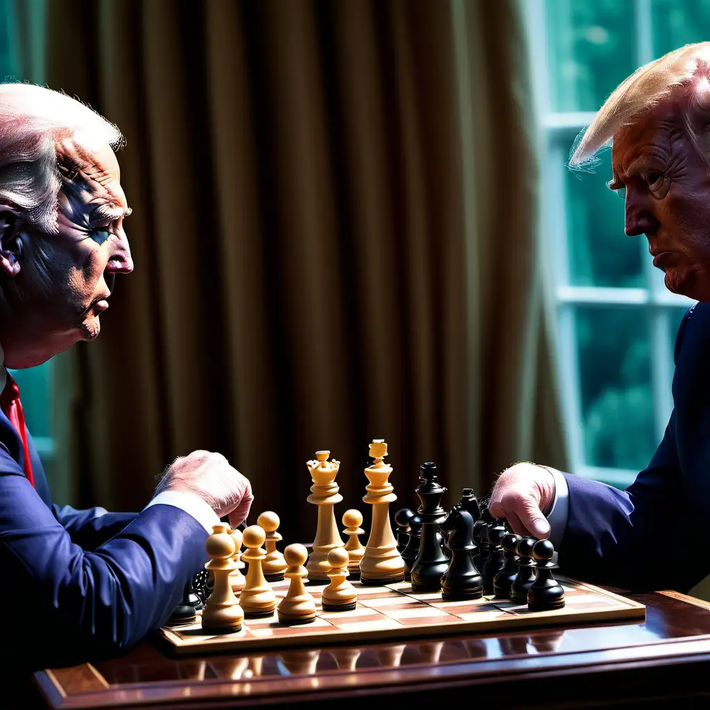 Intense Political Chess Match Trump vs Biden Strategically Engaged