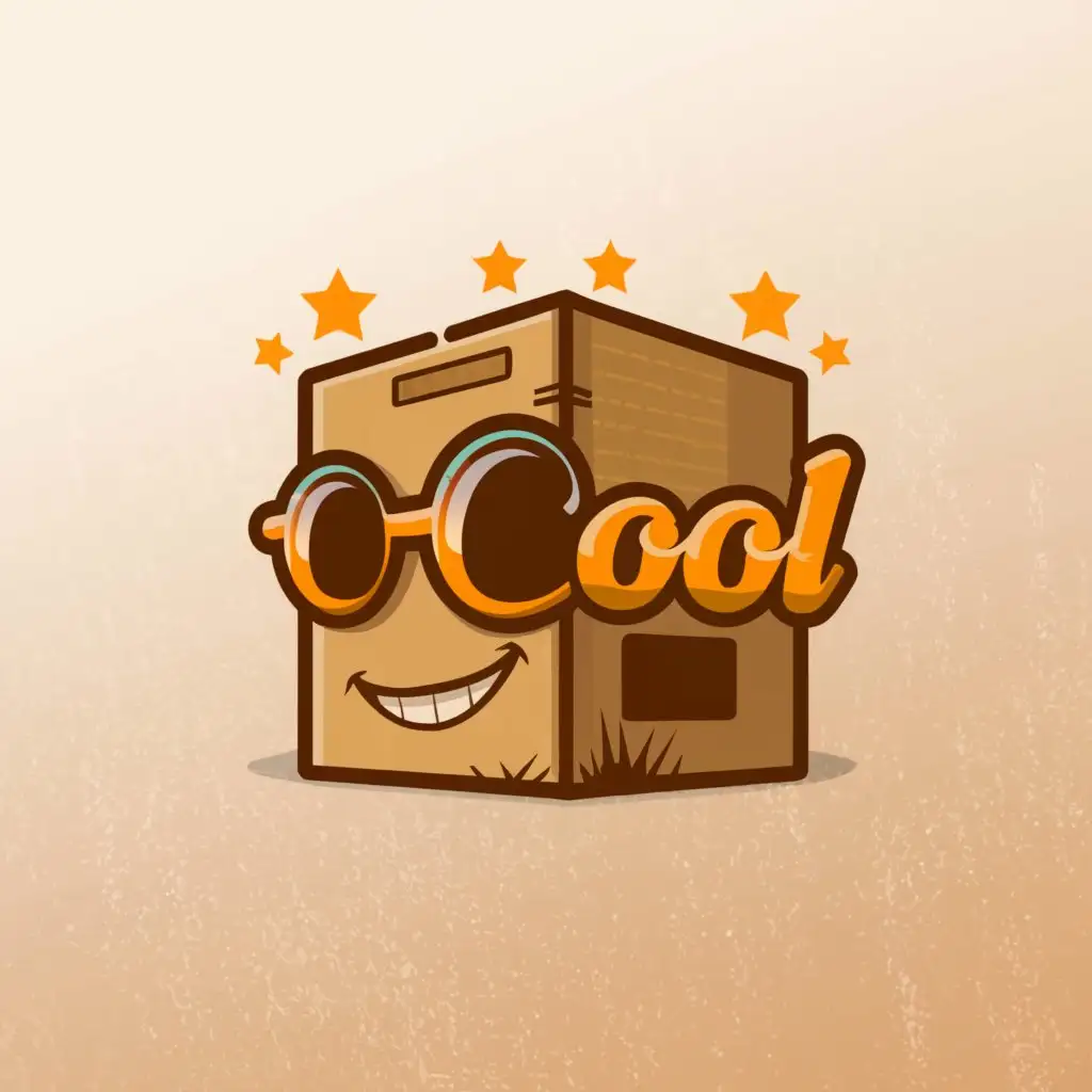 Logo-Design-For-Cool-Stylish-Shipping-Box-with-Sunglasses-and-Cartoon-Stars