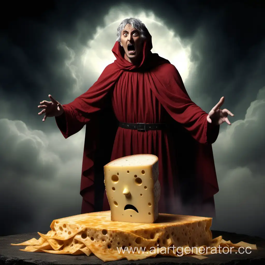 Dante-Alighieri-Portrayed-as-a-Startled-Cheese-Sandwich-Amidst-Chaos