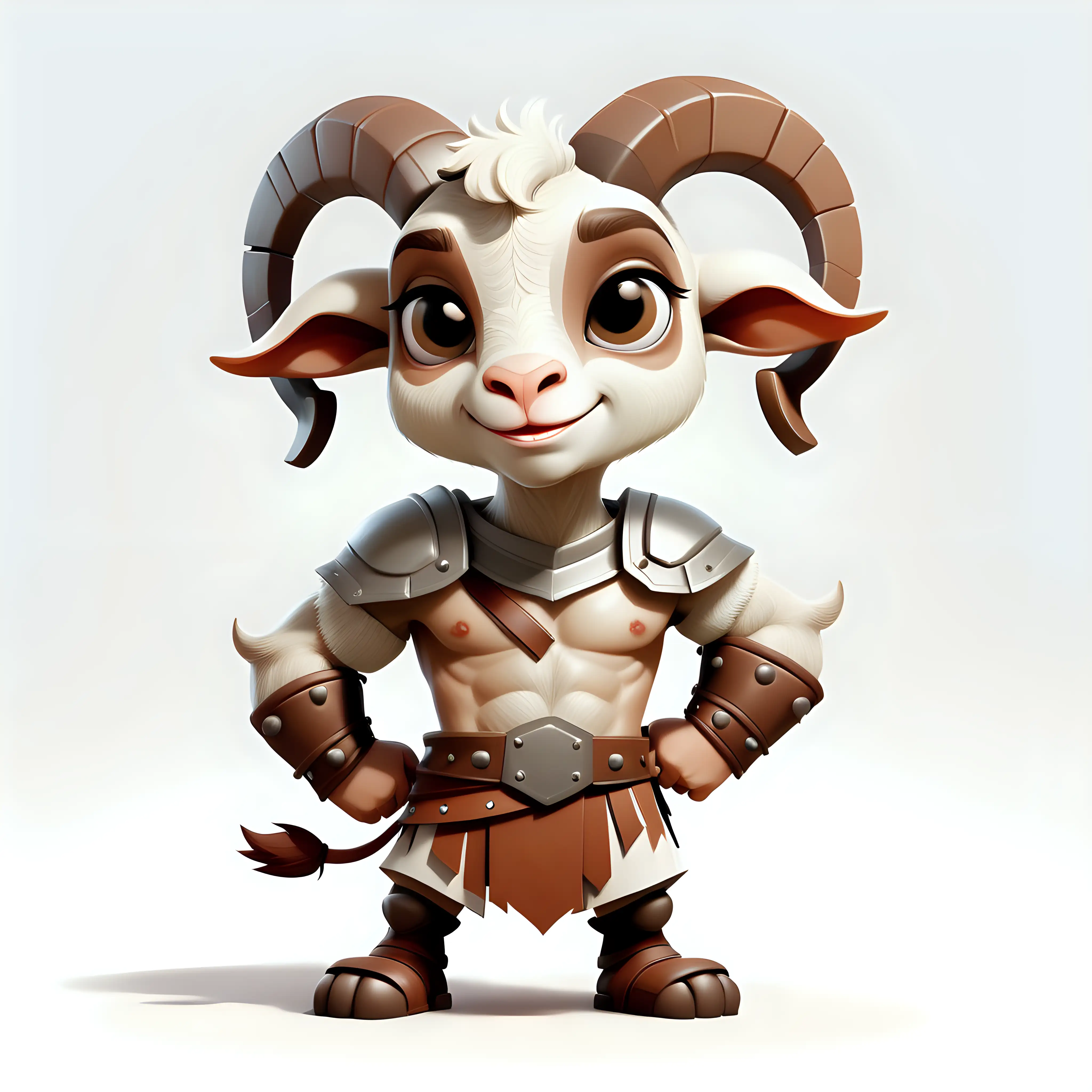 a cute goat in cartoon style with gladiator clothes full body clipart with white background