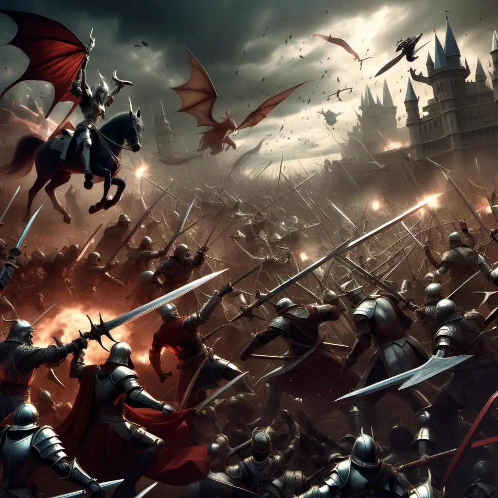 Epic Fantasy Battle Clash of Mythical Forces