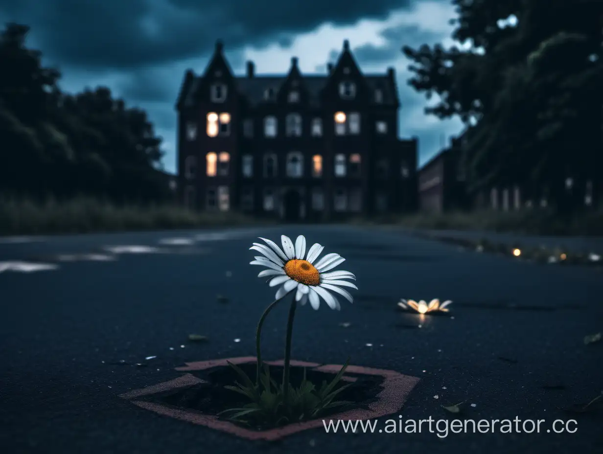 Eerie-Abandoned-School-Scene-with-Glowing-Daisy