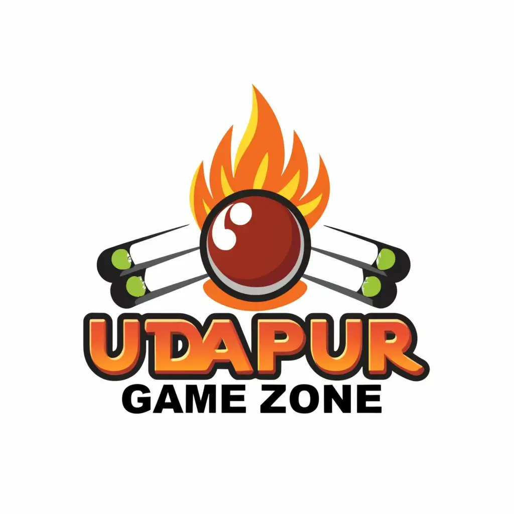 a logo design,with the text "Udaipur Game Zone", main symbol:snooker, fireball,Moderate,be used in Entertainment industry,clear background