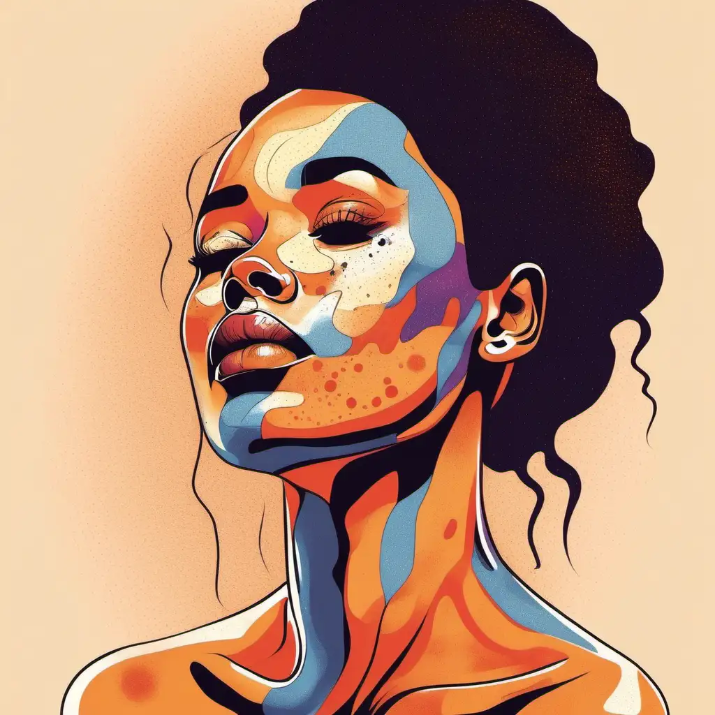 Vibrant Illustration Realistic Vitiligo Portrait with Colorful Strokes