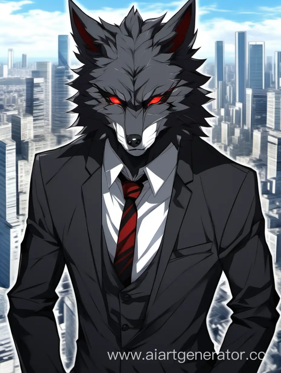 Mysterious-Young-Wolf-in-Business-Attire-Against-Urban-Skyline