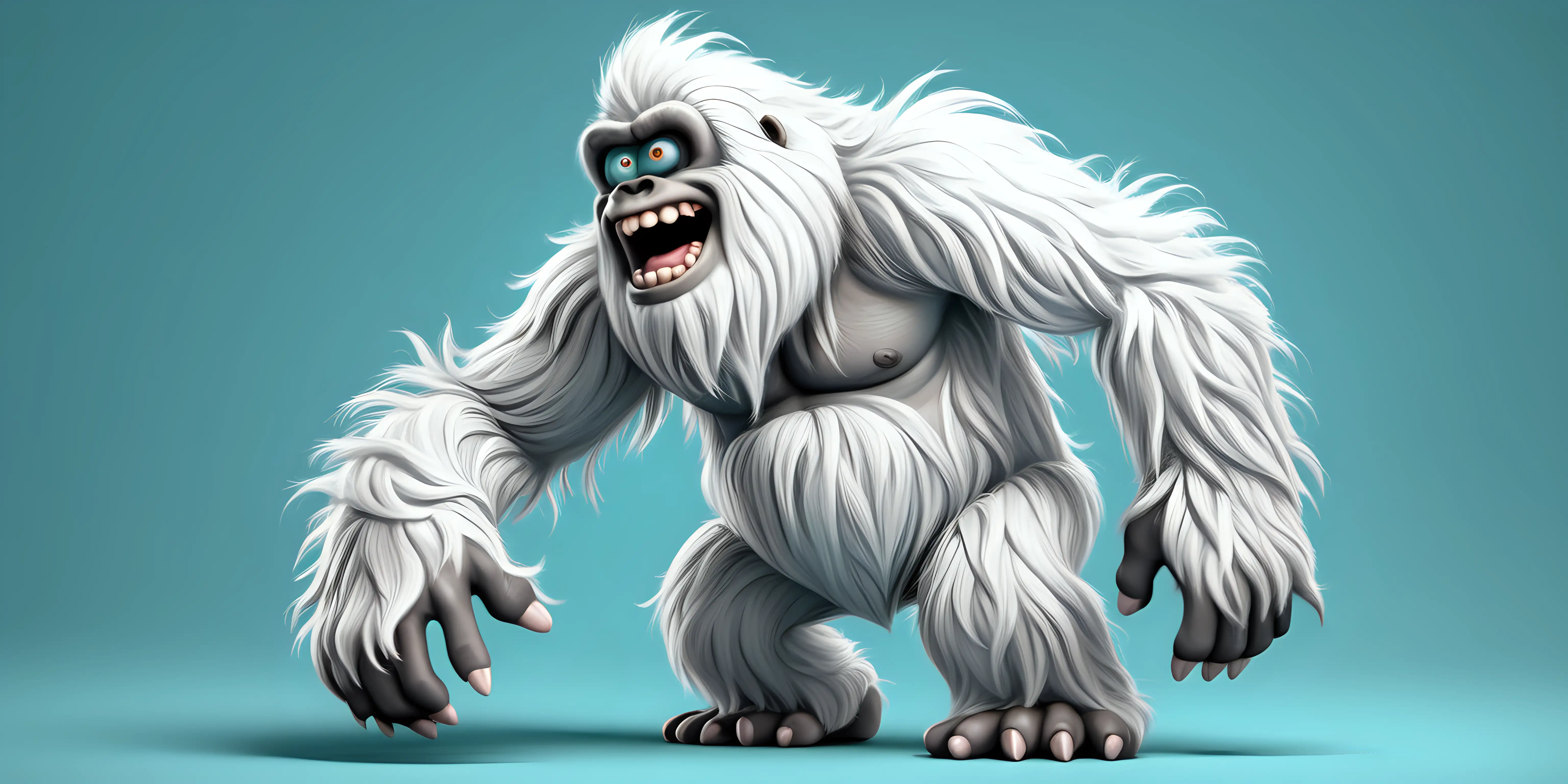 a realistic cartoon of a yeti on a solid background