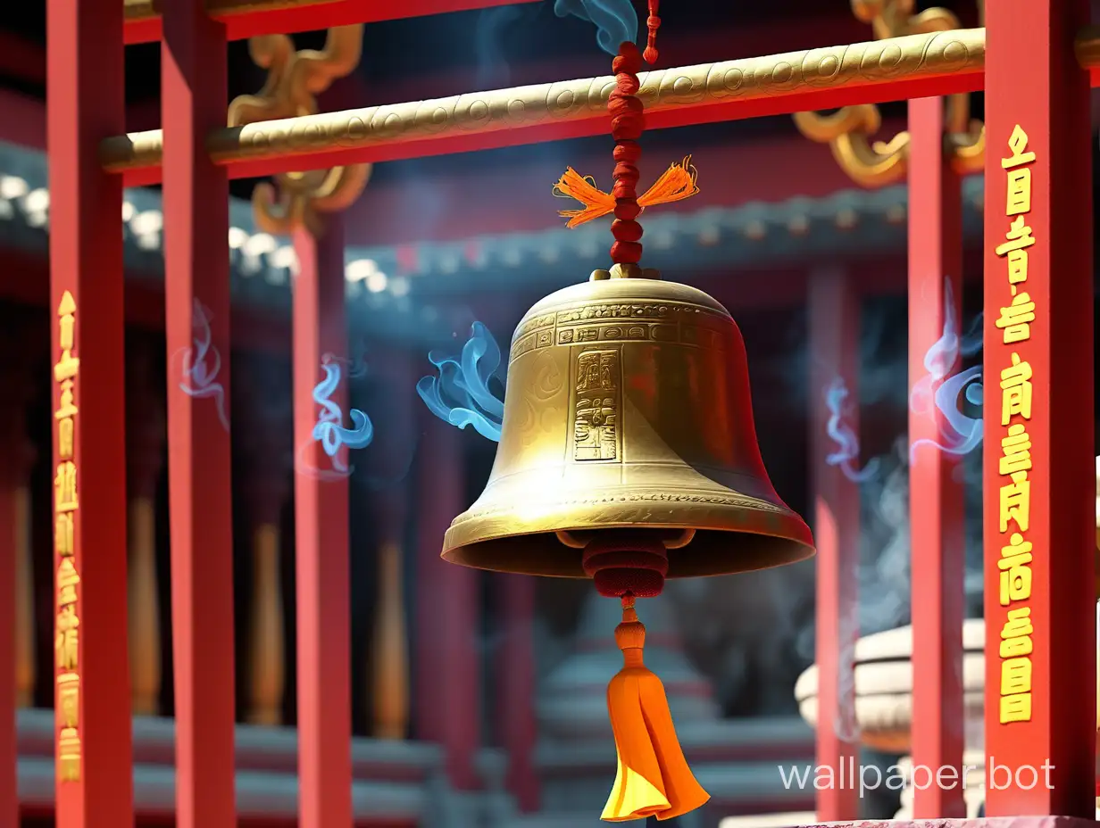 Temple, bell, incense, blessing, festive color