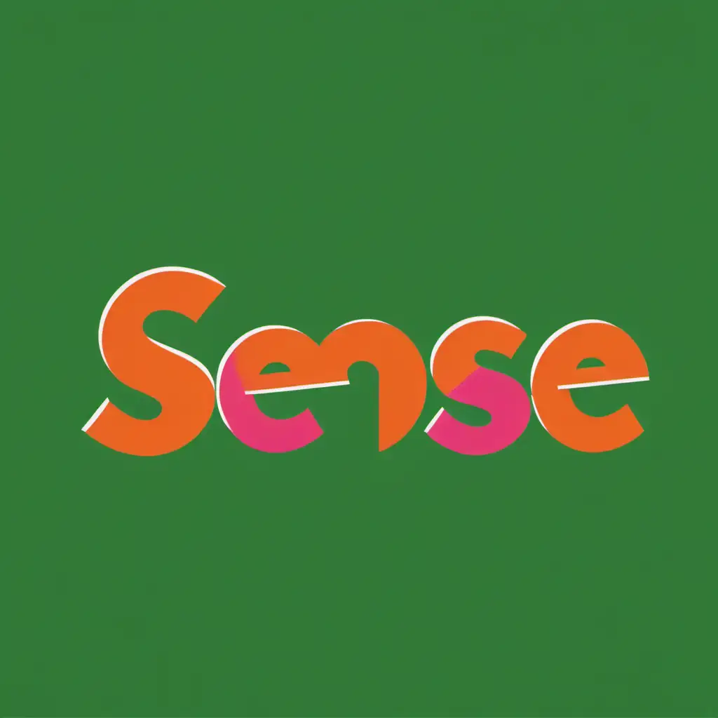 Vibrant Szense Logo in Orange Green and Pink on Green Background