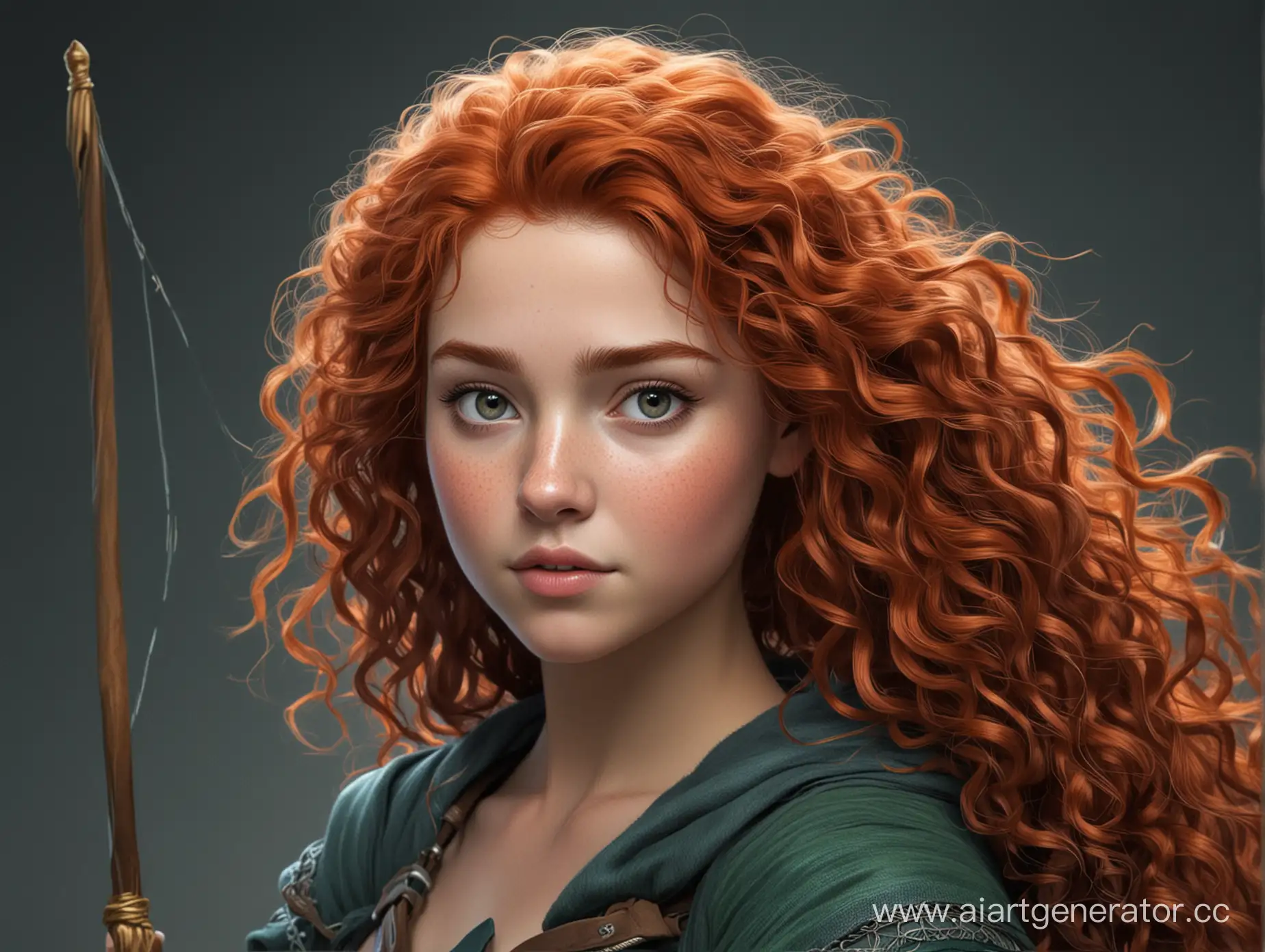 Merida-from-Disneys-Brave-Wielding-Bow-and-Arrow-in-Highland-Scenery