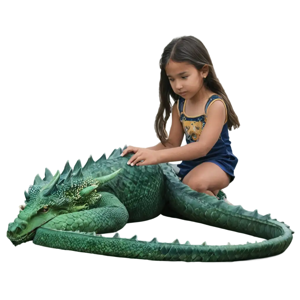 дівчинка грається з драконом