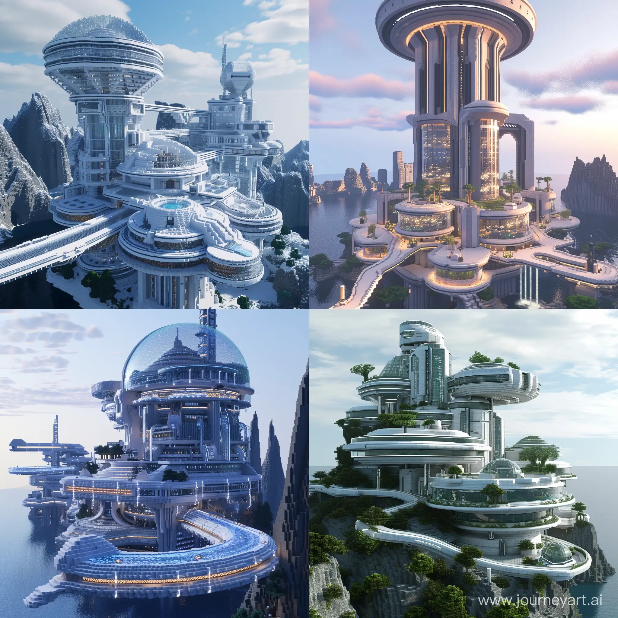 Futuristic building, Minecraft, masterpiece 