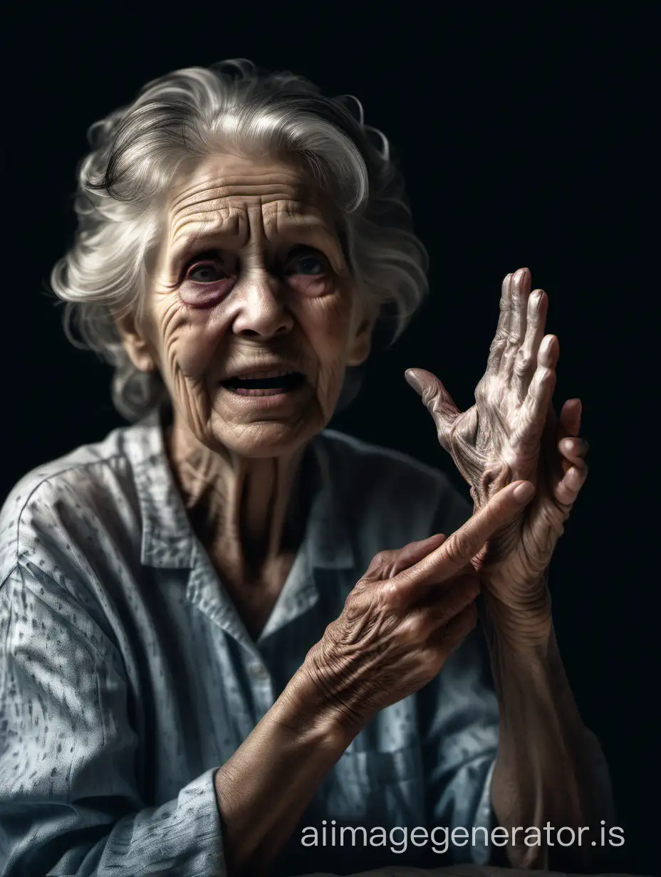 Emotional-Elderly-Woman-Holding-Nostalgic-Letter-in-Dimly-Lit-Room