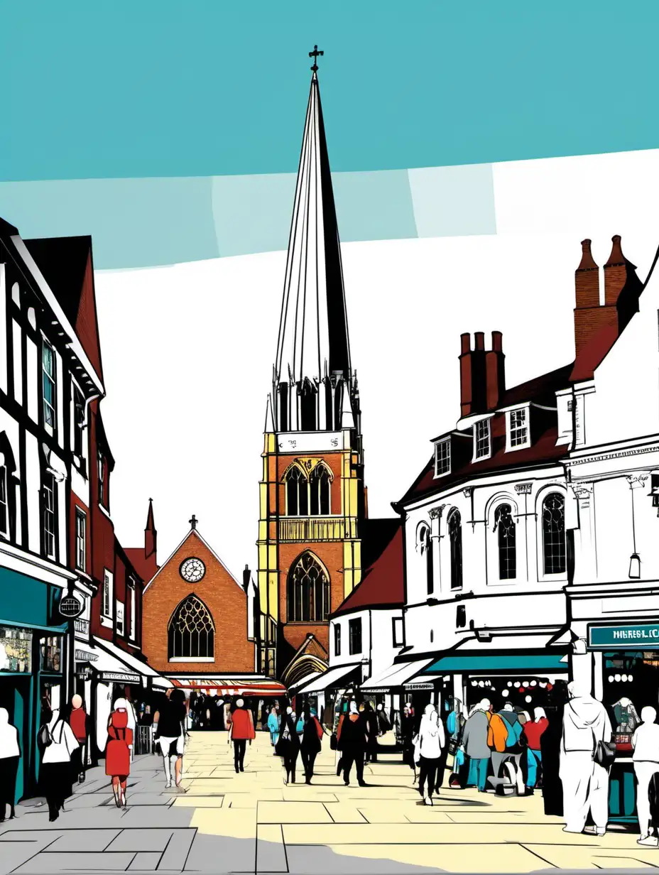Chichester Town Centre Market Cross Vector Flat Color Illustration