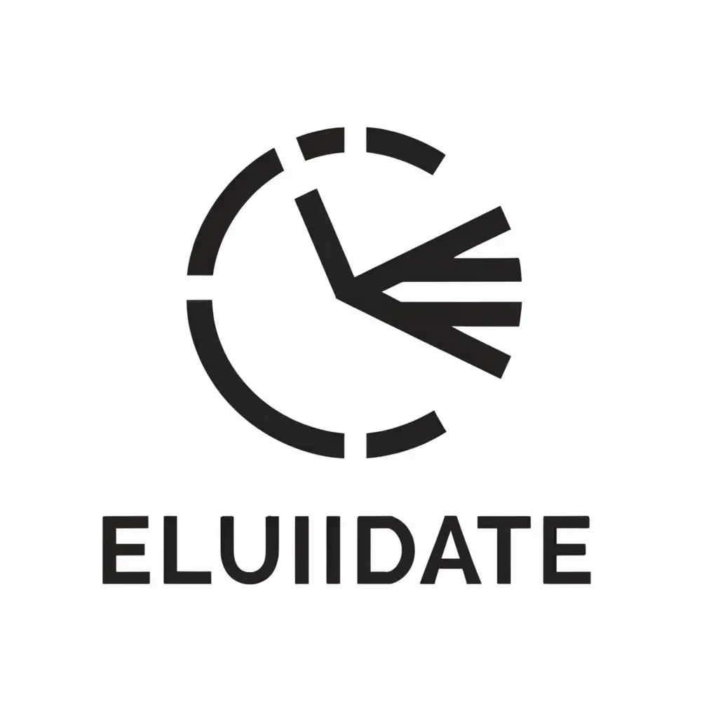 a logo design,with the text "elucidate", main symbol:a symbol which indicate fast as one minute,Minimalistic,clear background