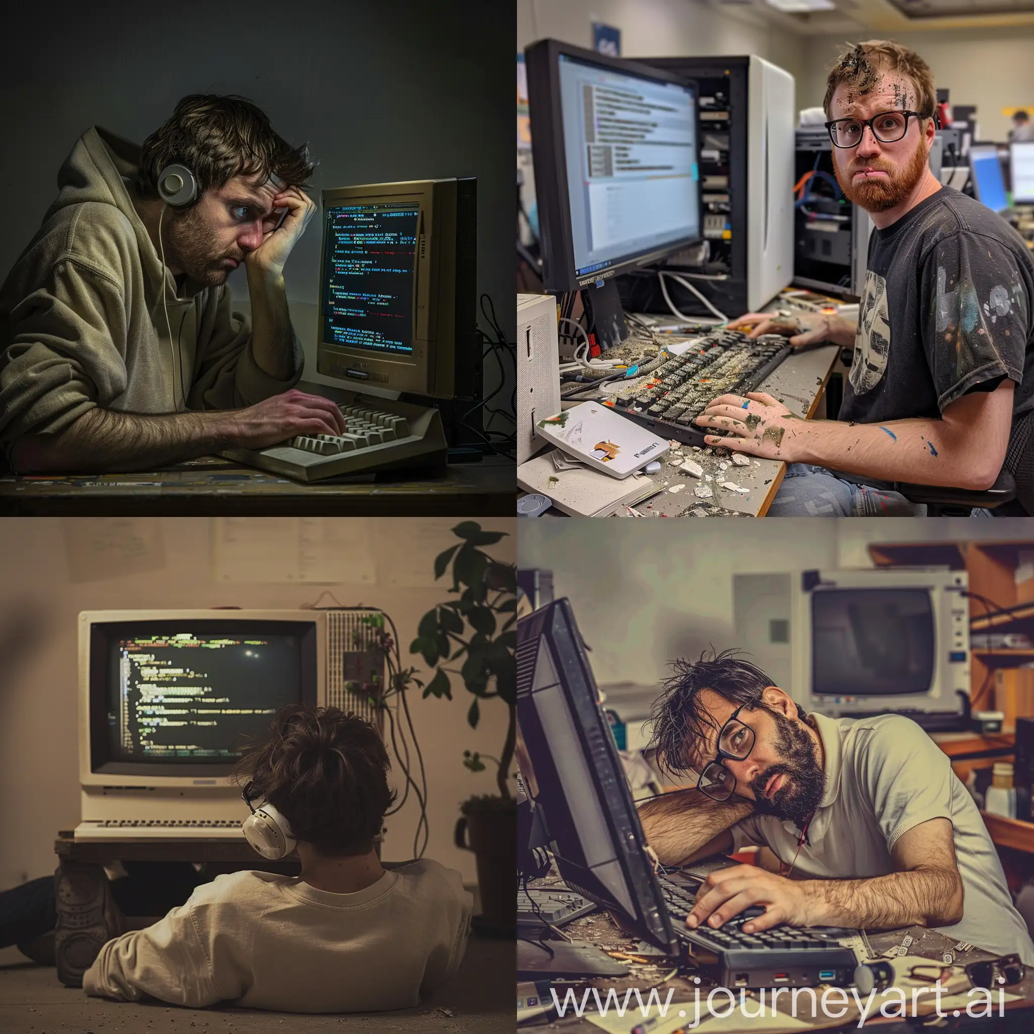I hate my work, throw away computer, programmer, realistic, meme, photo
