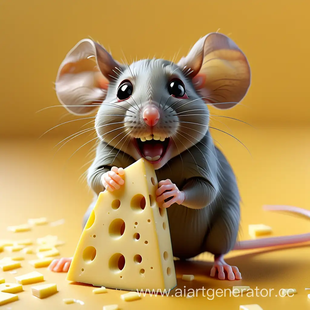 Clever-Mouse-with-a-Chunk-of-Cheese