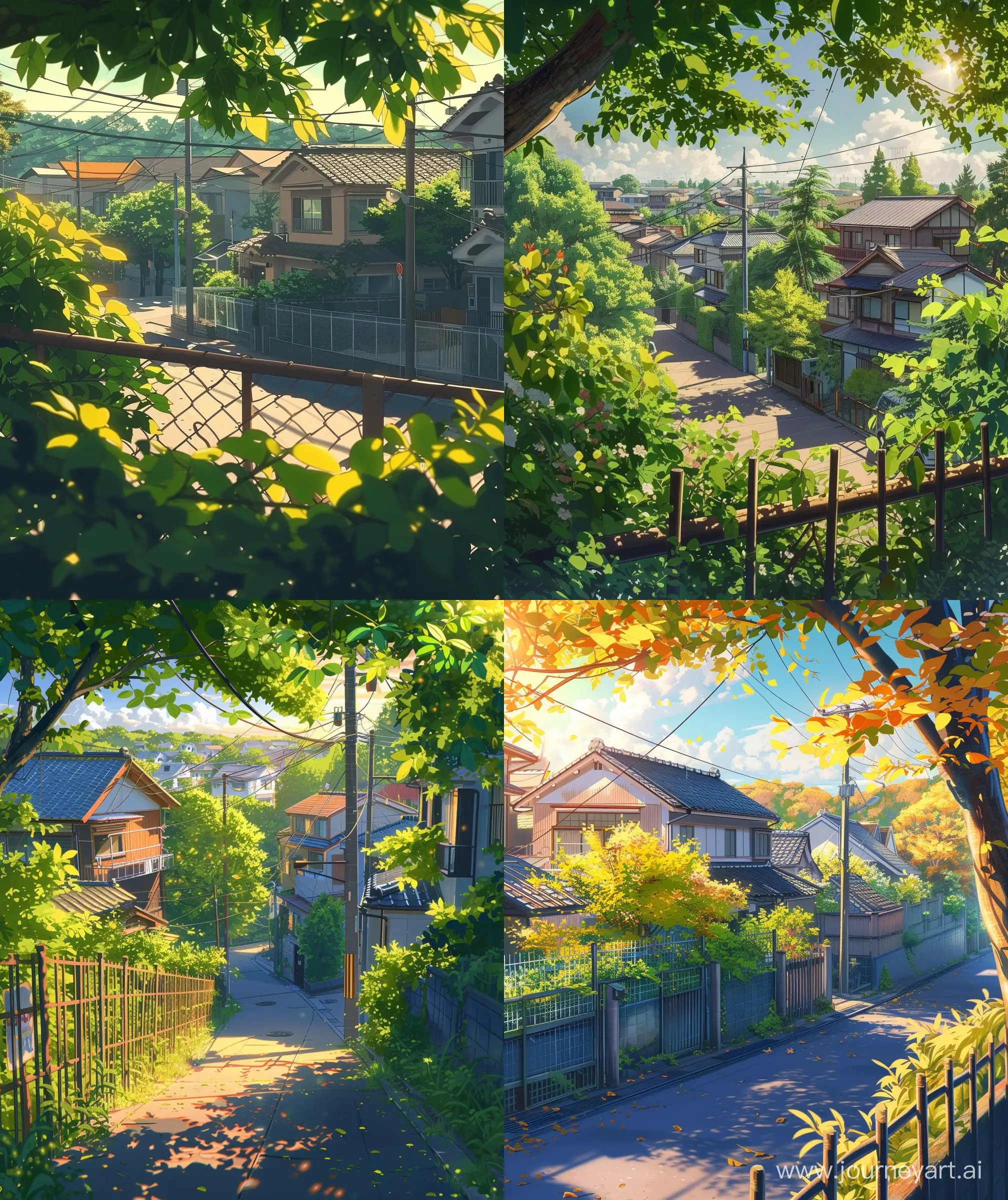 Anime-Style-Neighbourhood-with-Sunlit-Houses-and-Fence
