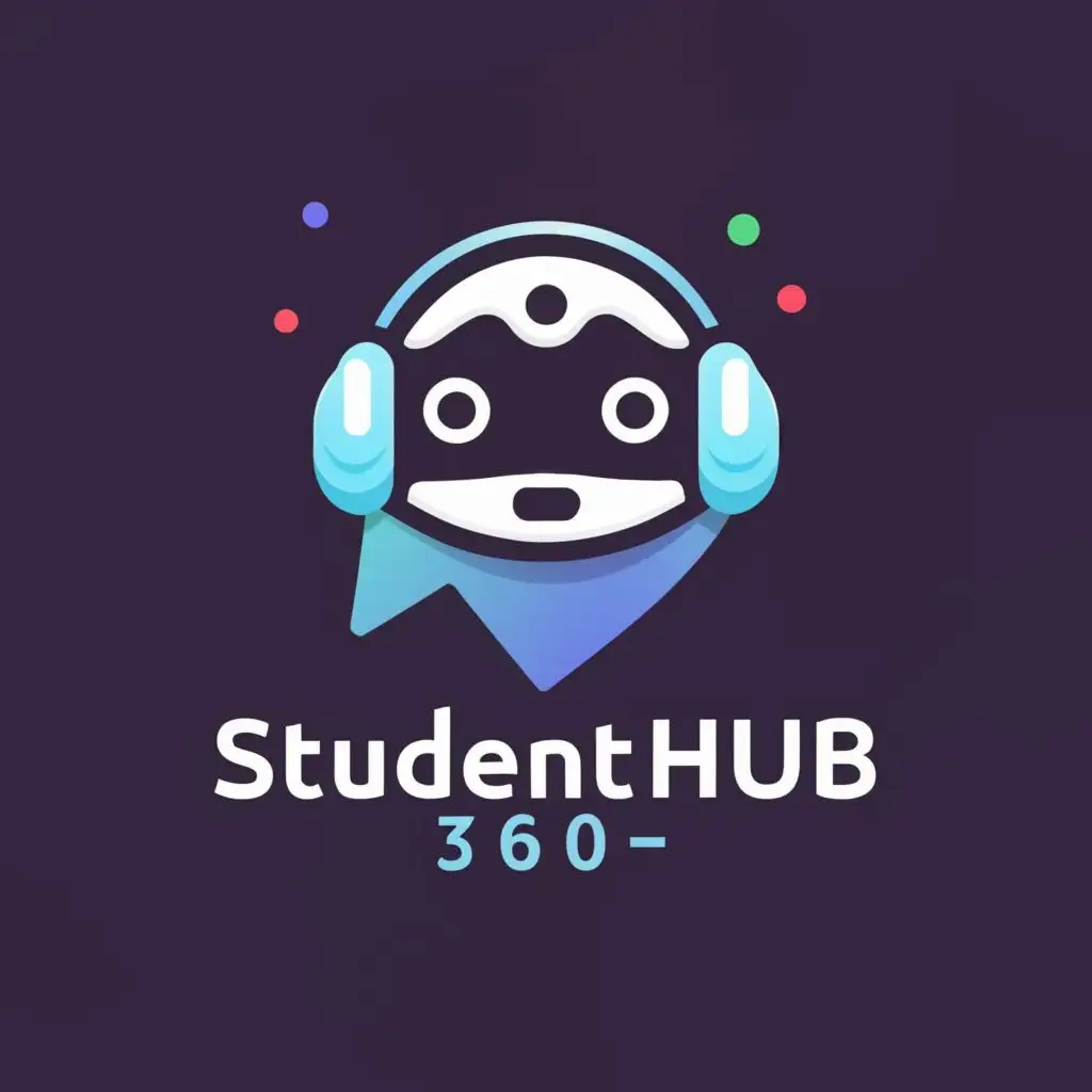 a logo design,with the text "StudentHub360", main symbol:chatbot,Moderate,be used in Technology industry,clear background