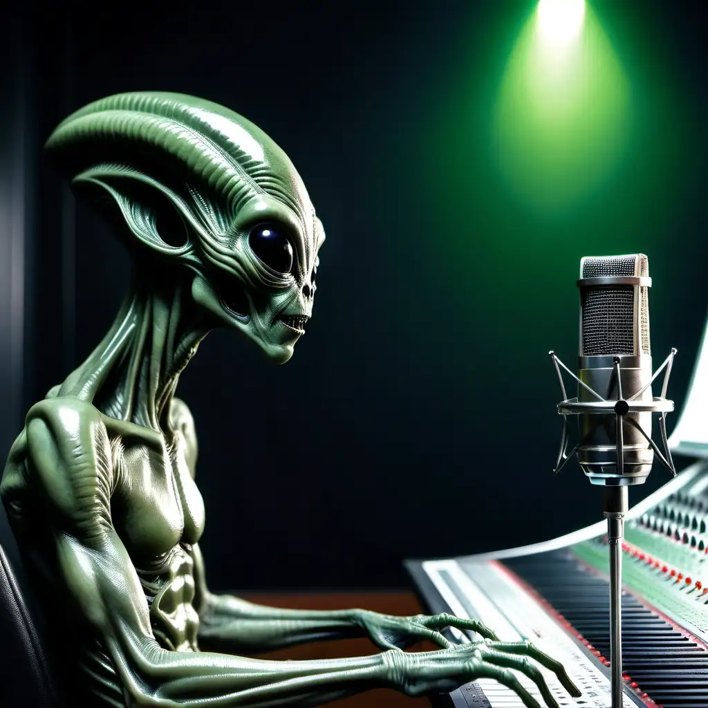 Extraterrestrial Musician Recording in Studio